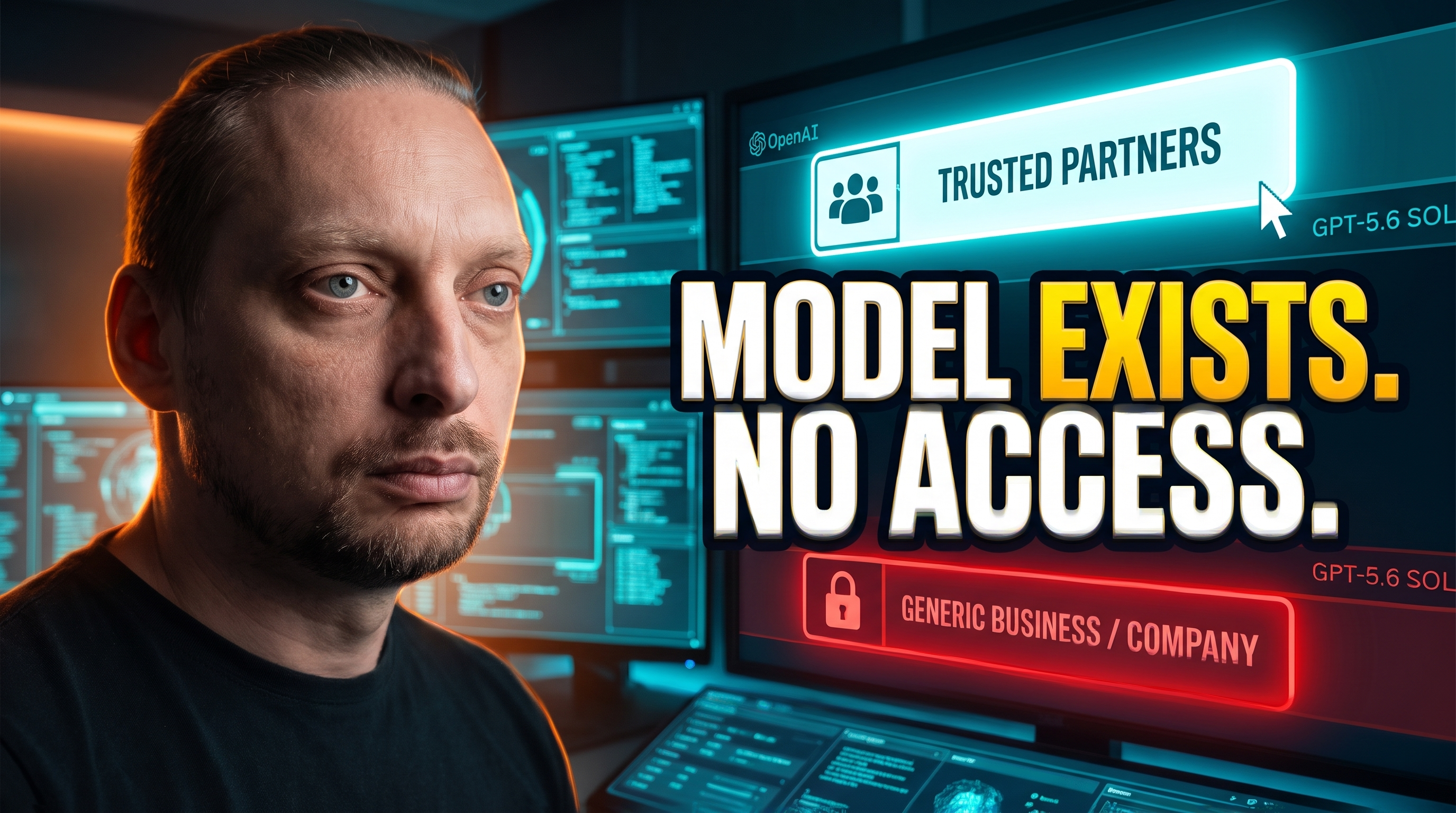A business owner looks at a locked access lane to the new OpenAI GPT-5.6 Sol model.