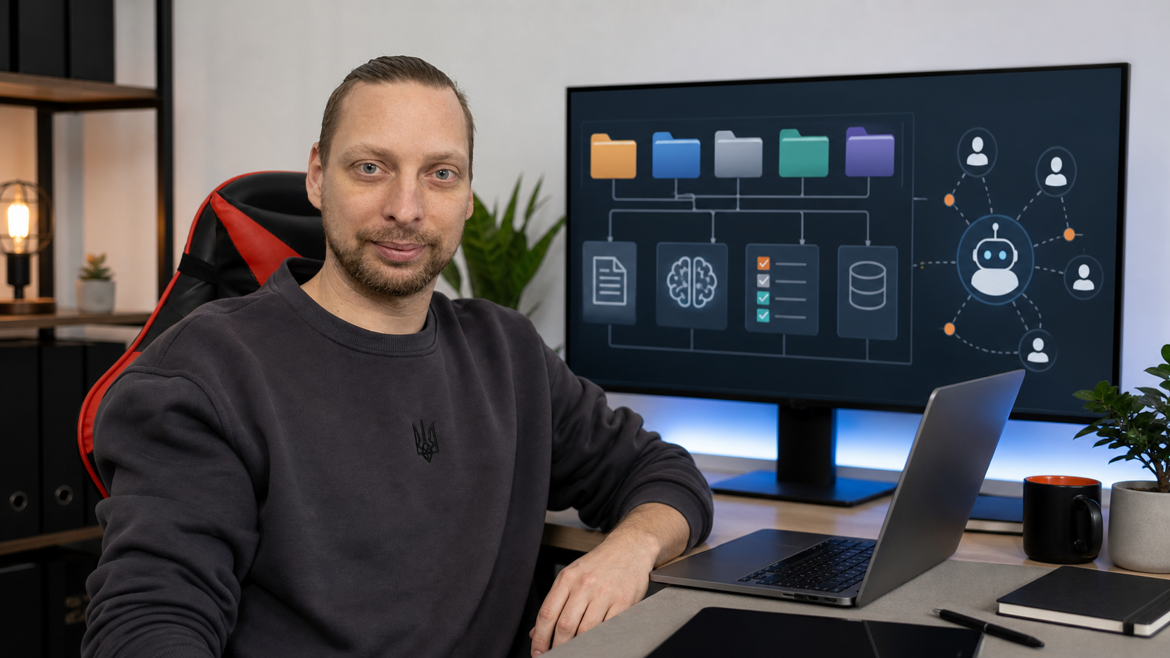 Ievgen Kovalevskyi показує структуровану систему папок, правил і AI-агентів для Claude Code та Codex.